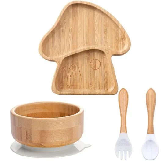ASSIETTE BAMBOU BEBE | MUSHROOMYMEAL™ - vue packaging et dimensions