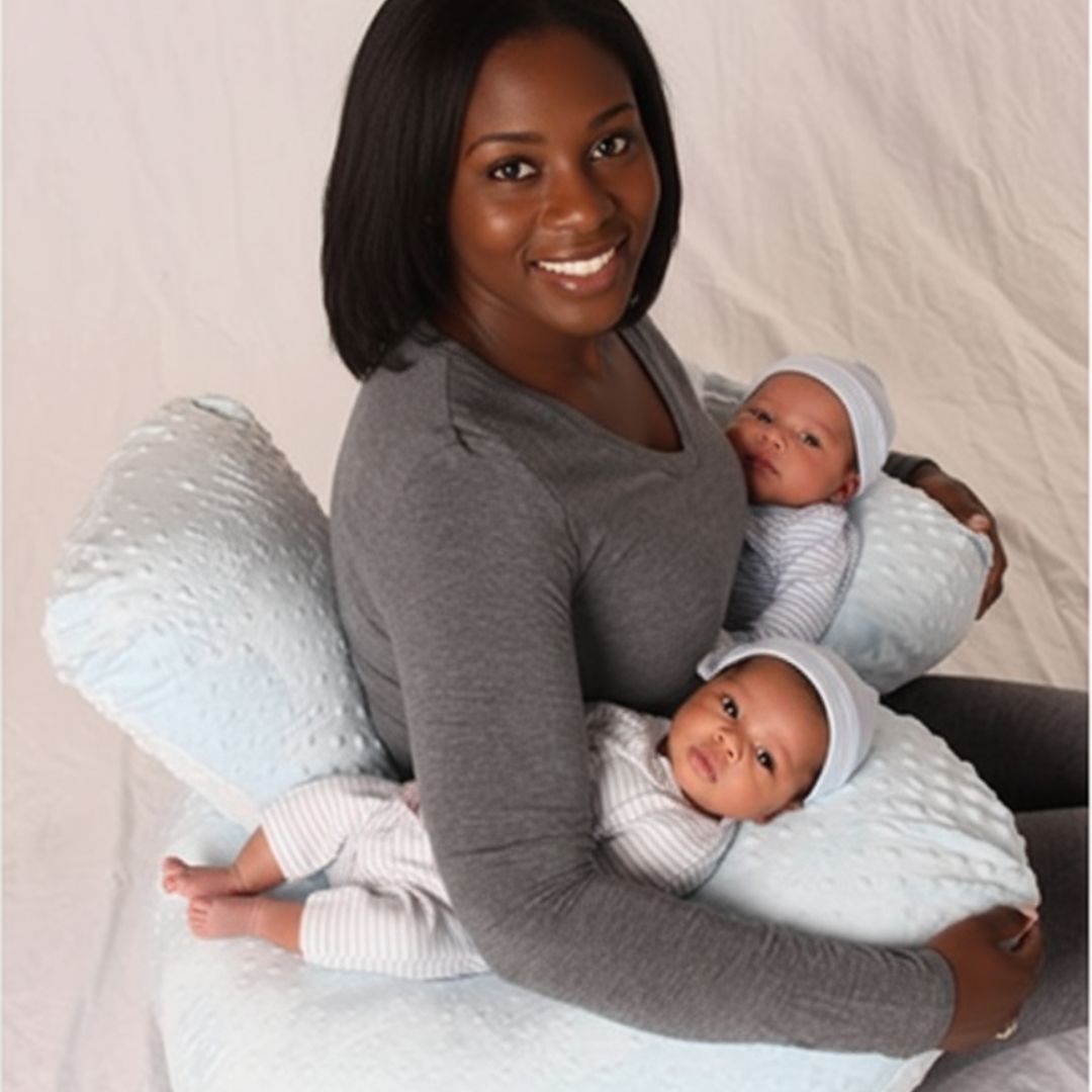 Coussin d’allaitement jumeaux 6-en-1 – Confort total pour maman et bébés