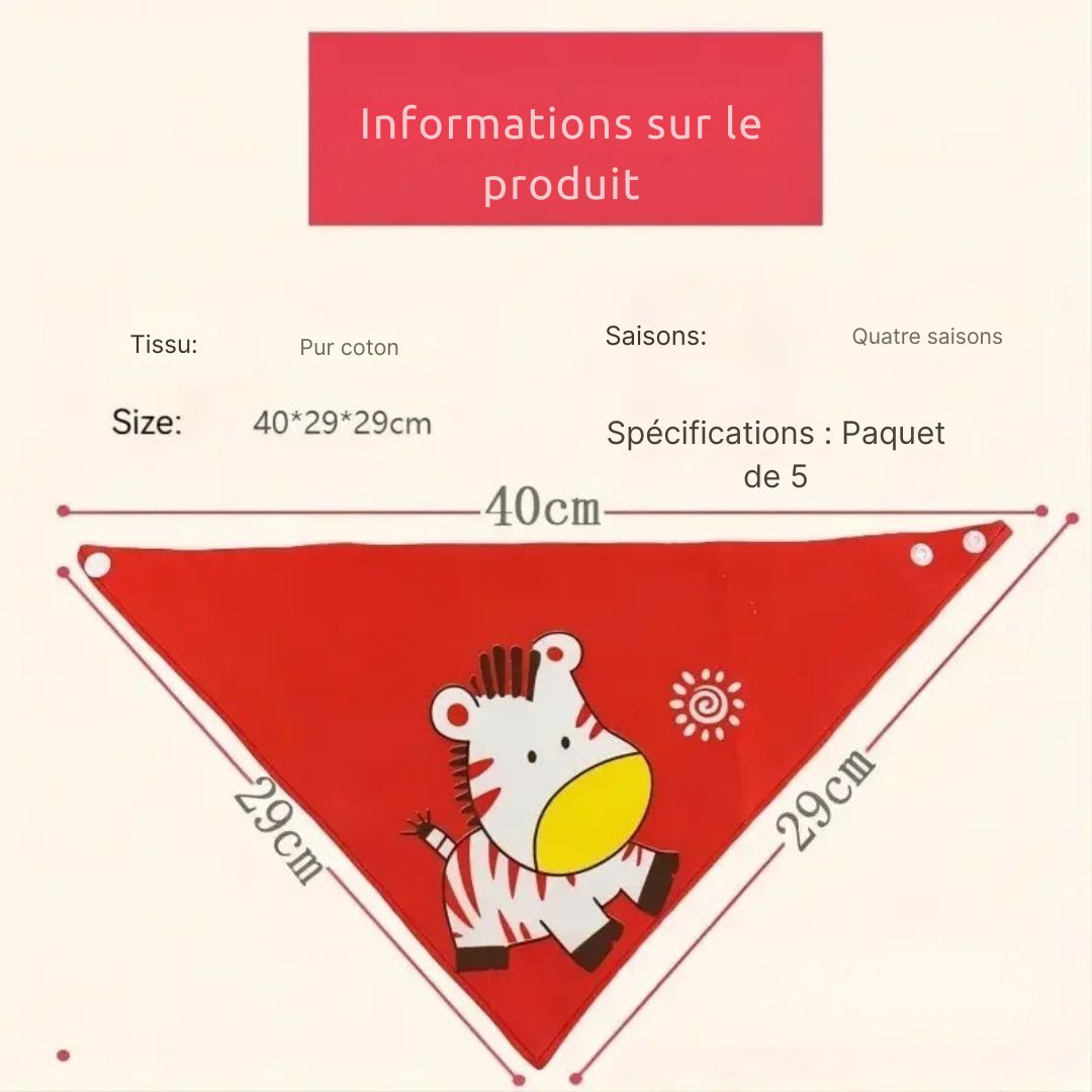 DoudouBand™ – Bavoirs bandana bébé ultra-doux (lot de 5)