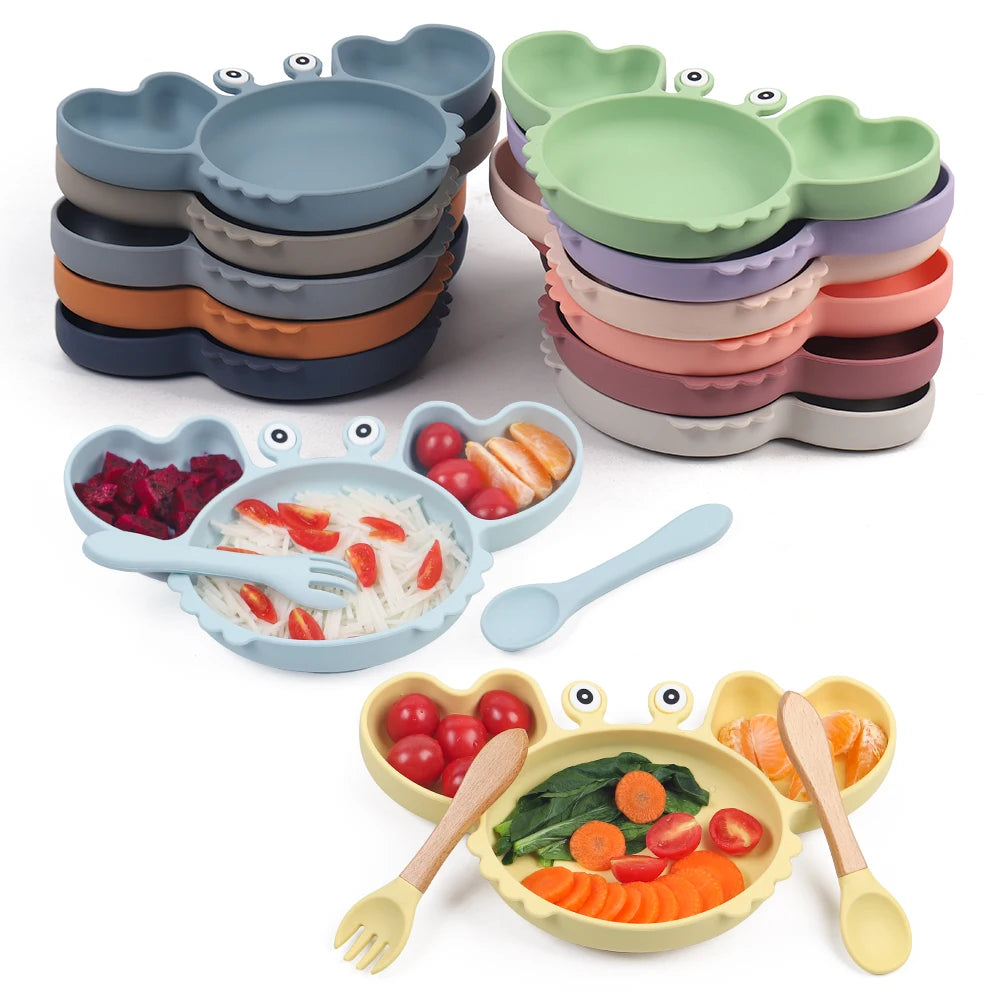 CrabeMiam™ – Coffret repas bébé silicone 9 pièces
