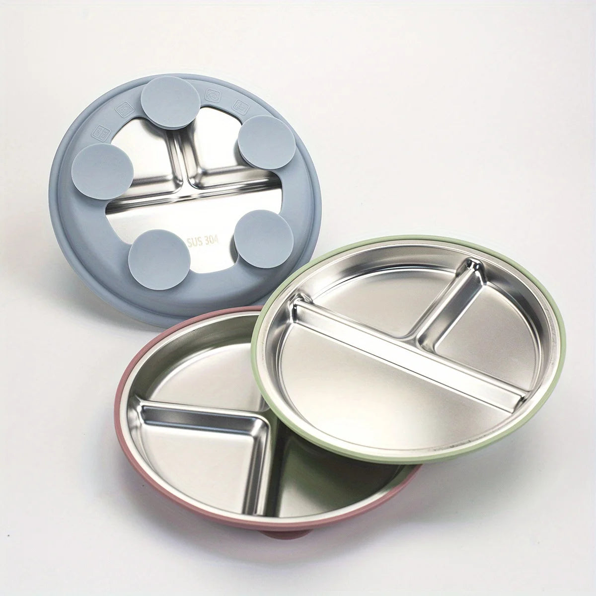 SteelBite Duo™ – Assiette inox bébé ventouse & compartiments