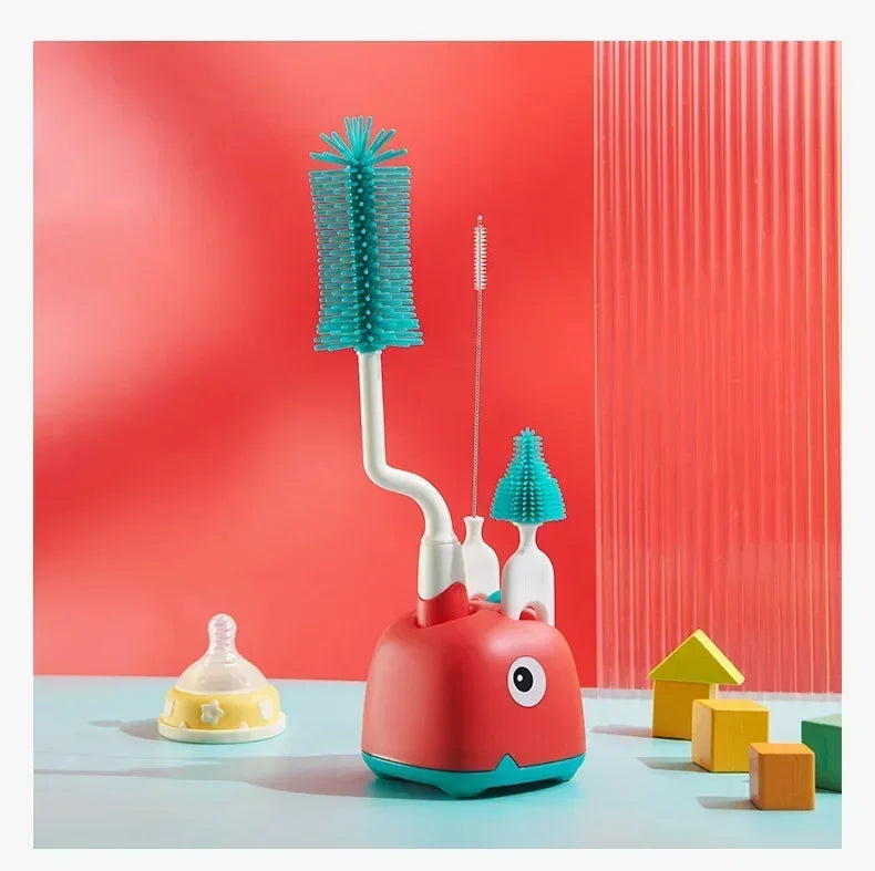 CleanWhale™ – Goupillon en silicone 3-en-1 avec base égouttoir