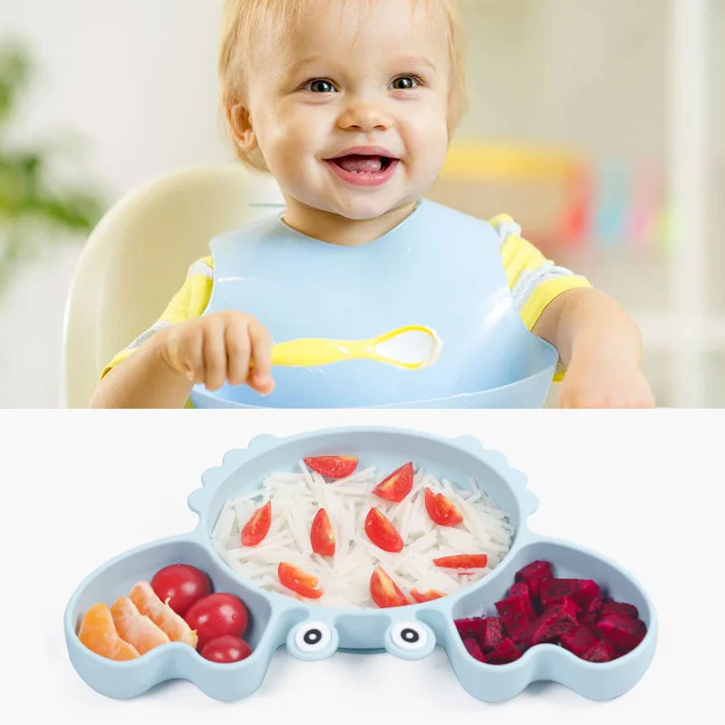 CrabeMiam™ – Coffret repas bébé silicone 9 pièces