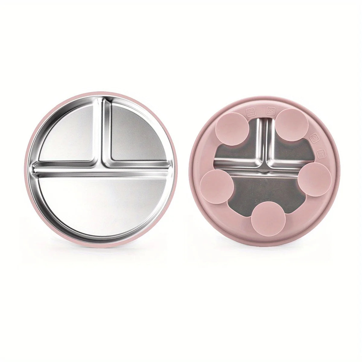 SteelBite Duo™ – Assiette inox bébé ventouse & compartiments