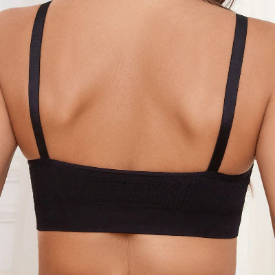 Dos de la brassière d’allaitement noire sans couture ni armature