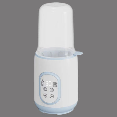 Chauffe biberon portable en bleu pastel, parfait pour une ambiance douce et rassurante, adapté aux bouteilles standard.