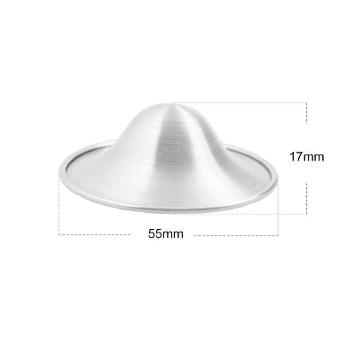 Dimensions d’une coupelle d’allaitement en argent (55 mm de diamètre, 17 mm de profondeur), idéale pour tous les seins