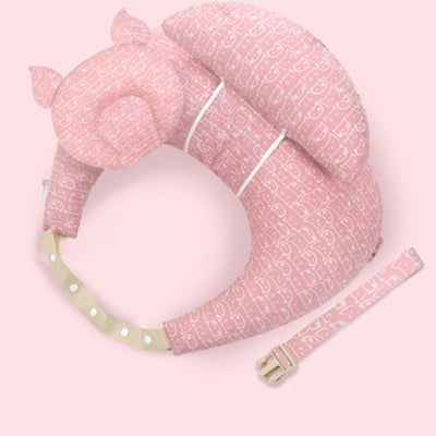 Coussin d’allaitement complet 3-en-1 rose avec oreiller pour bébé, support dorsal et sangle réglable pour un confort d’allaitement optimal à 15°.
