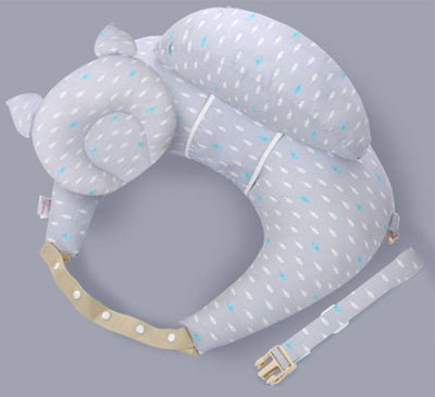 Ensemble coussin d’allaitement avec appui tête bébé intégré et coussin de maintien pour position optimale.