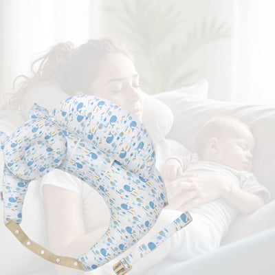 Dimensions détaillées du coussin d’allaitement, avec oreiller dorsal et appui-tête pour bébé. Accessoire de maternité complet adapté au confort de maman et au maintien de bébé.