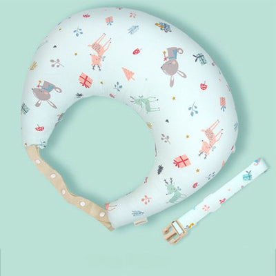 Coussin allaitement en forme de U avec ceinture ajustable, motif animal ludique, utilisé pour soulager le dos et offrir un soutien optimal au bébé pendant l’allaitement ou le biberon.