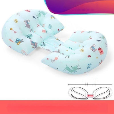 Coussin de grossesse avec imprimés festifs ajustable, conçu pour soulager le ventre et le dos des femmes enceintes.
