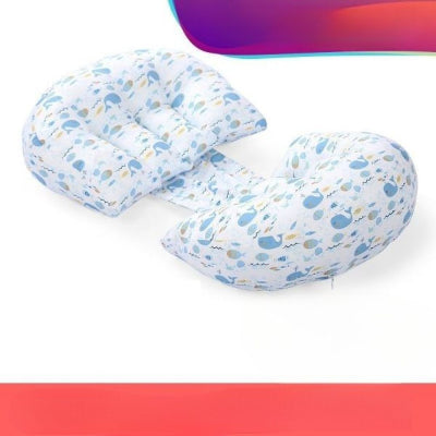 coussin grossesse pour sommeil réparateur avec motif baleine bleue, conçu pour offrir un confort optimal pendant la grossesse