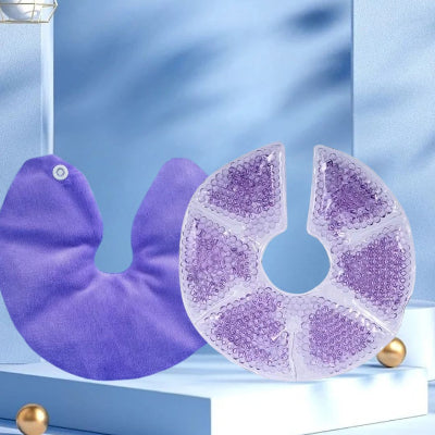 Coussinet d’allaitement en violet élégant, idéal pour les mamans recherchant confort et efficacité thermique.