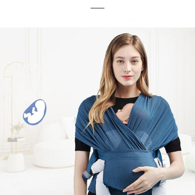 Écharpe de portage physiologique en coloris bleu, élégante et apaisante pour le quotidien.