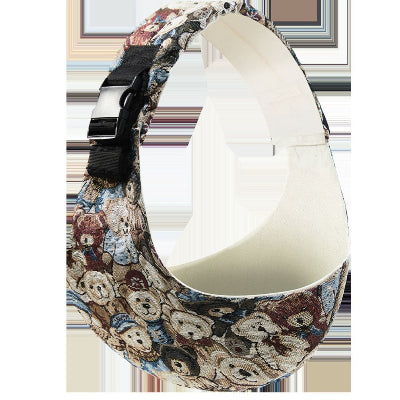 Écharpe de portage douce au motif oursons multicolores, idéale pour un portage ludique et affectif