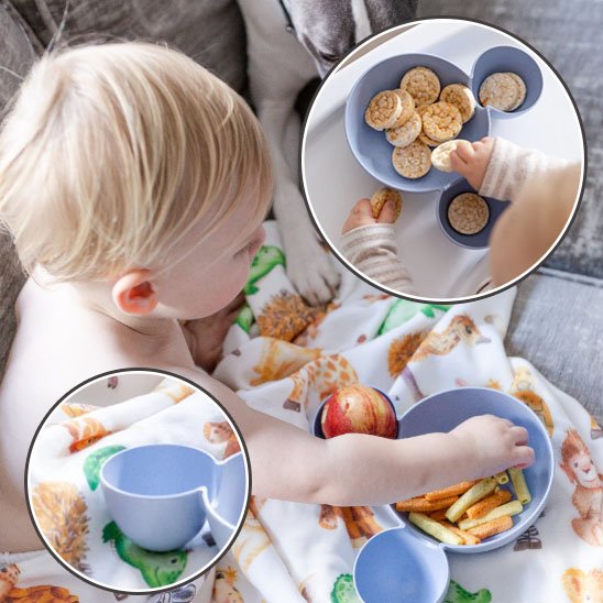 MiniBow™ – Assiette compartiment bébé avec couverts ergonomiques