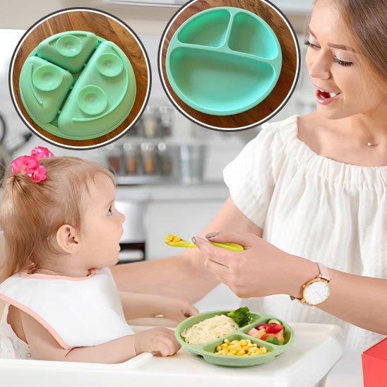 VentouBaby Trio™ – Assiette bébé ventouse avec couverts