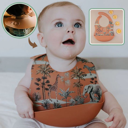 SafariCatch Bib™ – bavoir bébé silicone récupérateur & réglable
