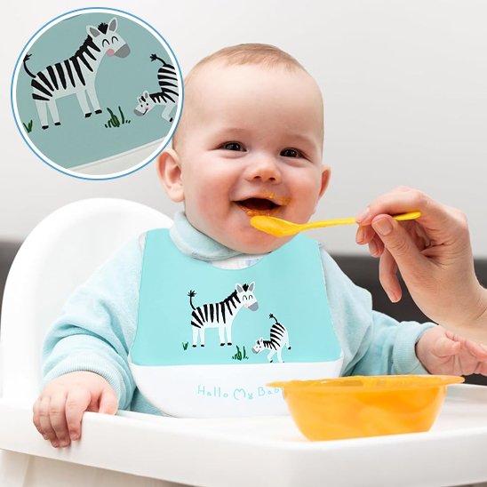 MiniMiam TrioBib™ – Lot de 3 bavoirs silicone à poche récupératrice