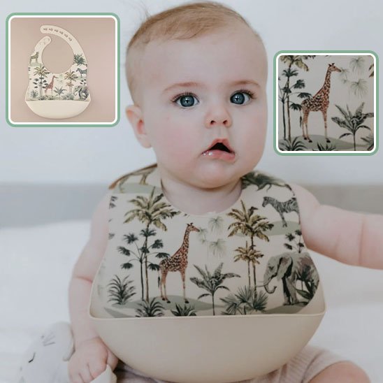 SafariCatch Bib™ – bavoir bébé silicone récupérateur & réglable