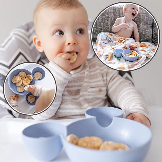 MiniBow™ – Assiette compartiment bébé avec couverts ergonomiques