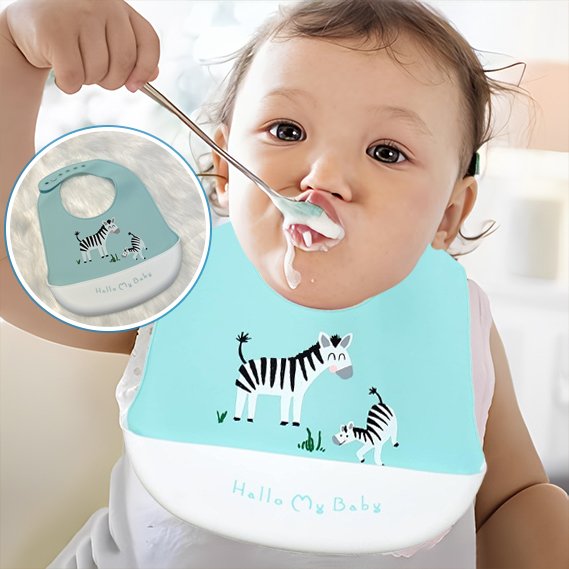 MiniMiam TrioBib™ – Lot de 3 bavoirs silicone à poche récupératrice