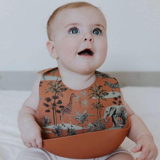 SafariCatch Bib™ – bavoir bébé silicone récupérateur & réglable