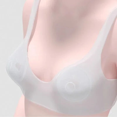 Recueil lait porté sous une brassière d’allaitement, invisible et confortable, permettant aux mamans de bouger librement sans fuite.