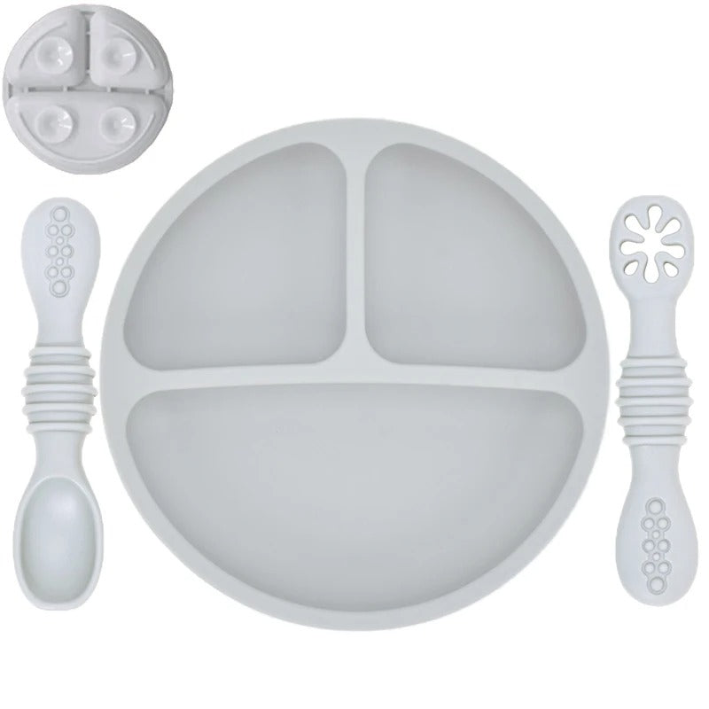 PandaMeal™ – Assiette à compartiments ventouse + couverts