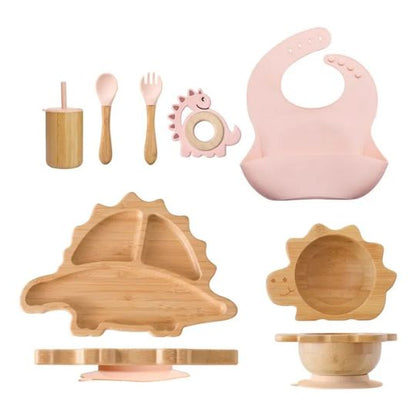 DinoBambou JoySet™ – Coffret repas bébé en bambou, ventouse puissante