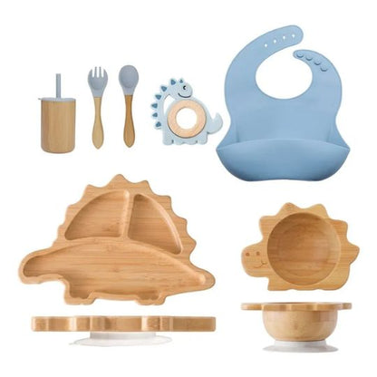 DinoBambou JoySet™ – Coffret repas bébé en bambou, ventouse puissante