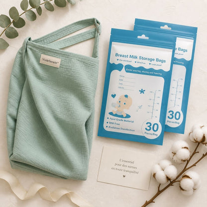 Cape d'allaitement | Pack Nomade™ — cape coton bio & sachets x2