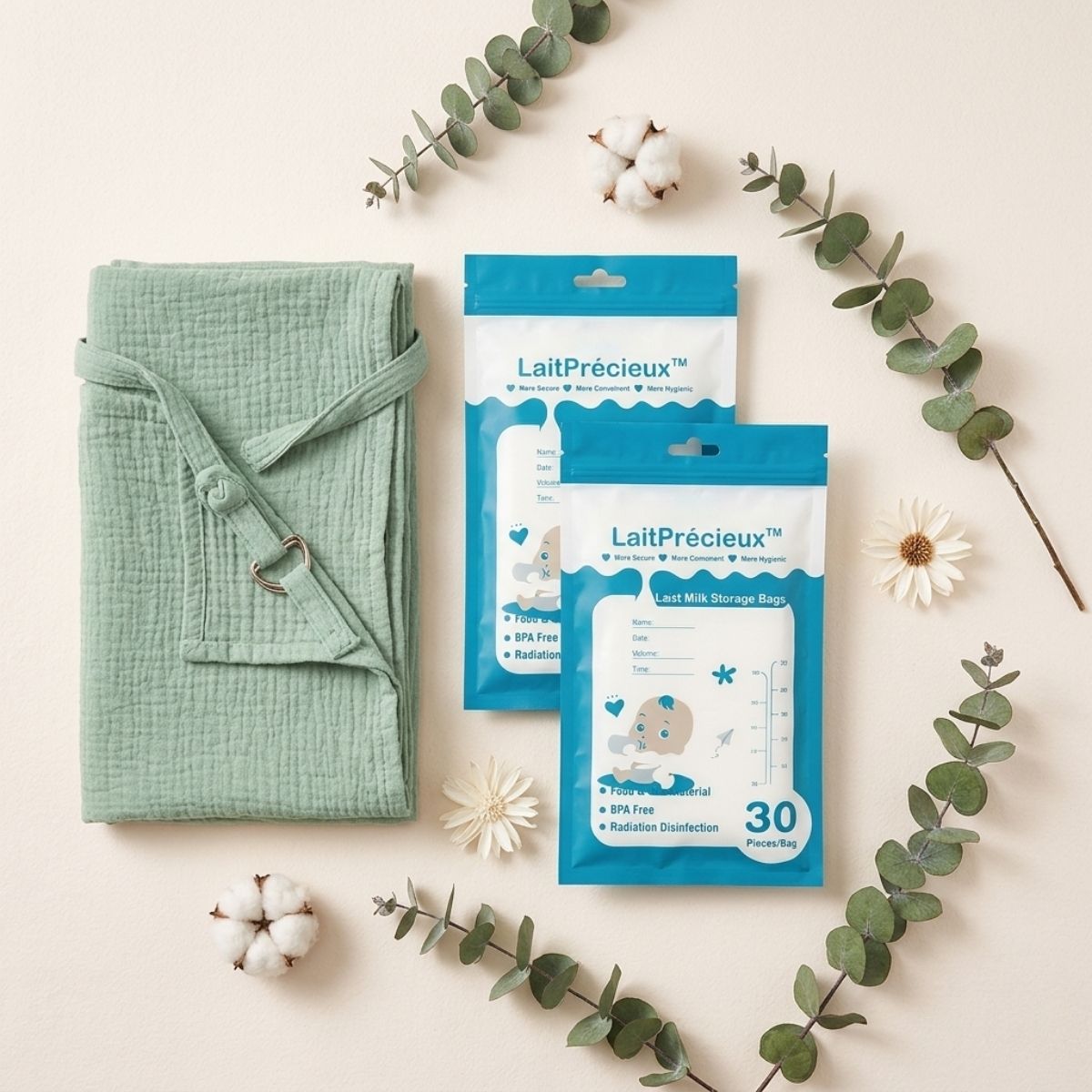 Cape d'allaitement | Pack Nomade™ — cape coton bio & sachets x2