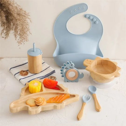 DinoBambou JoySet™ – Coffret repas bébé en bambou, ventouse puissante