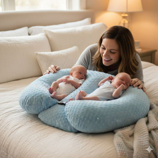Coussin d’allaitement jumeaux 6-en-1 – Confort total pour maman et bébés