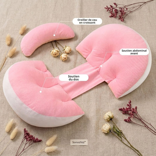 Coussin de grossesse pour dormir | SomniNid™ — compact & apaisant