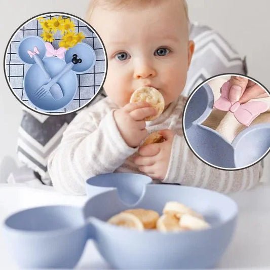 MiniBow™ – Assiette compartiment bébé avec couverts ergon… - vue principale — allaitement et repas bébé serein