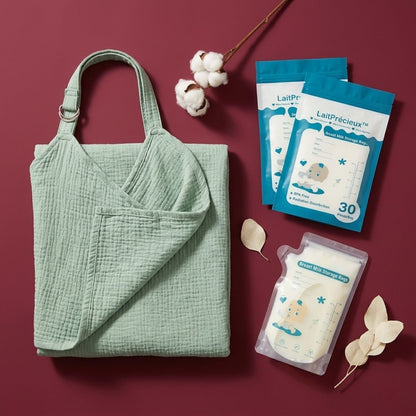 Cape d'allaitement | Pack Nomade™ — cape coton bio & sachets x2