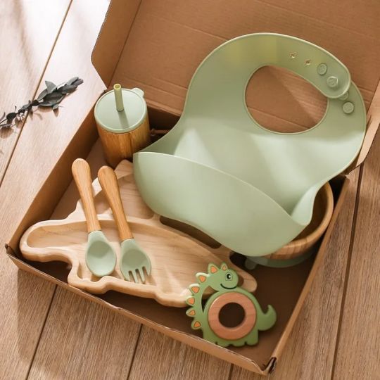 DinoMunchy Set™ – Assiette pour bébé écologique et ludique