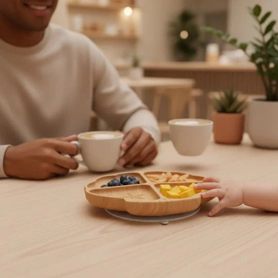 Assiette bambou bébé | SeaShellBite™ - détail matière et finitions