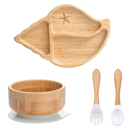 Assiette bambou bébé | SeaShellBite™ - détail accessoires inclus