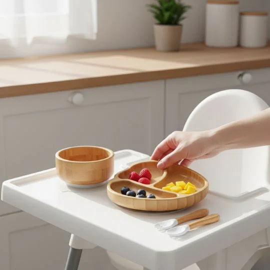 Assiette bambou bébé | SeaShellBite™ - présentation des coloris disponibles