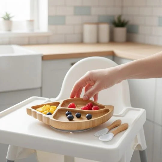 Assiette bambou bébé | SeaShellBite™ - vue de détail produit
