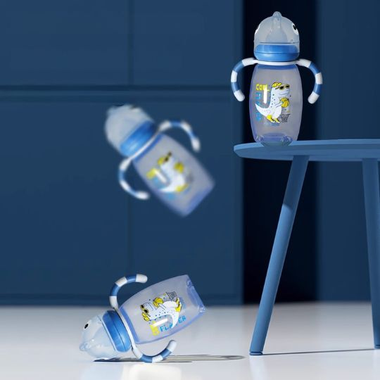DinoGripFlow™ – Biberon anti-colique à poignées, 150/270 ml