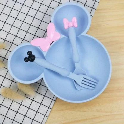 MiniBow™ – Assiette compartiment bébé avec couverts ergon… - vue packaging et dimensions
