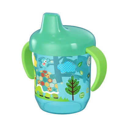 Sip&Smile™ – gobelet bébé anti fuite à bec et poignées - vue packaging et dimensions