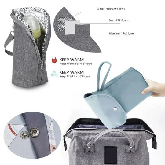TwinGo Travel™ – Duo malin : sac isotherme biberon & sac à couches