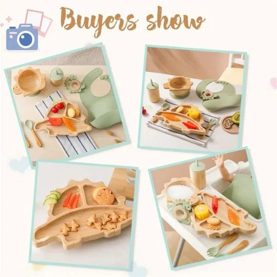 COFFRET REPAS BEBE | DINOBAMBOU JOYSET™ - vue packaging et dimensions