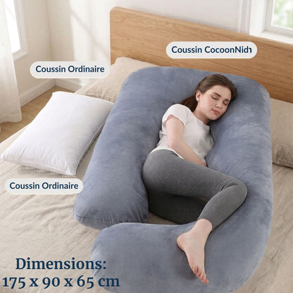 Coussin de grossesse | CocoonNid™ — enveloppant & grand format